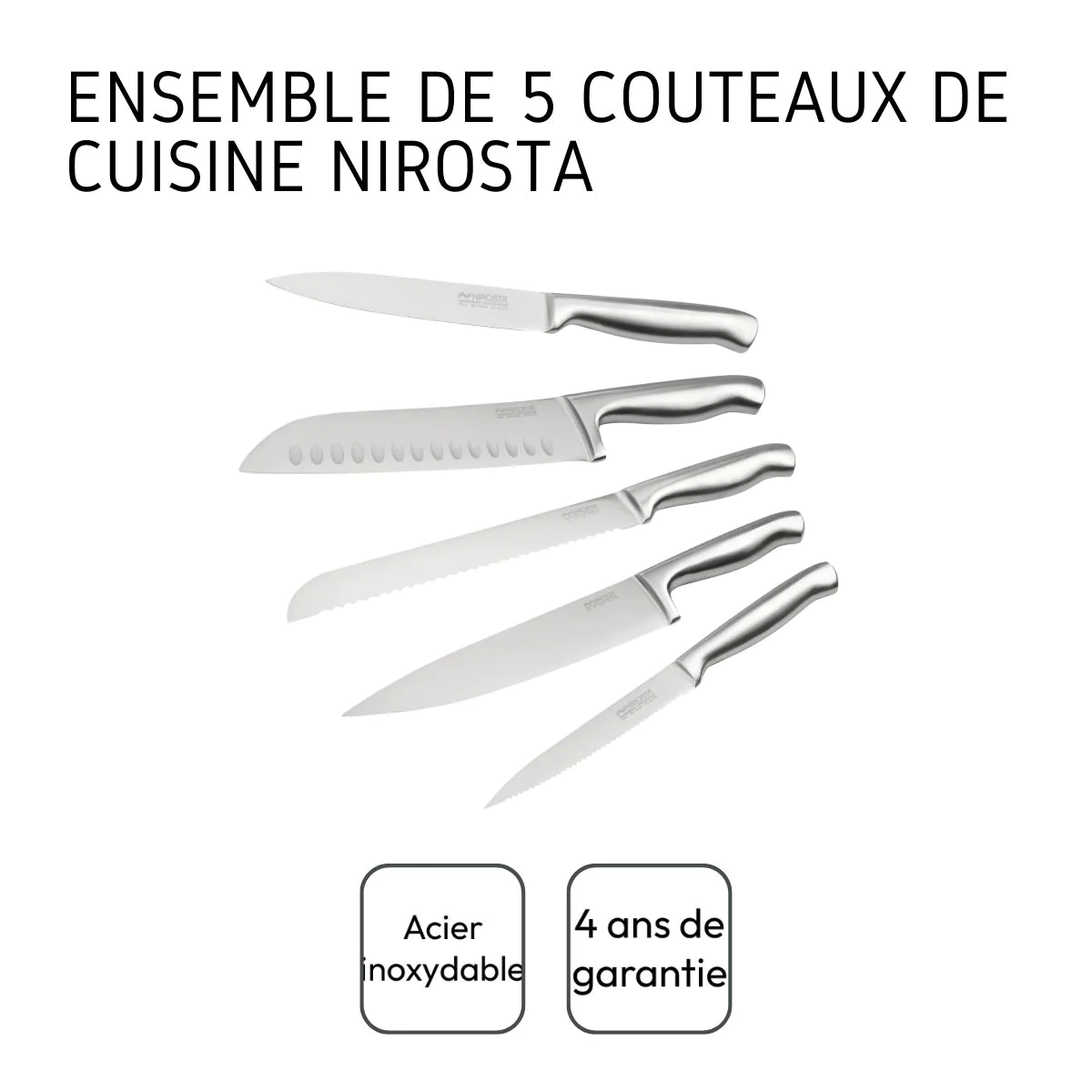 Ensemble de 5 couteaux de cuisine professionnels en inox Star