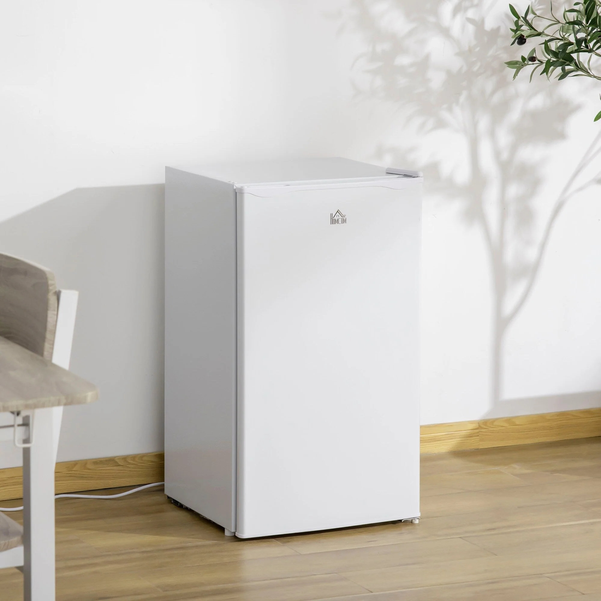 HOMCOM 3.2 Cu.Ft Mini Fridge with Freezer, Single Door Compact Refrigerator with Adjustable Thermostat for Bedroom