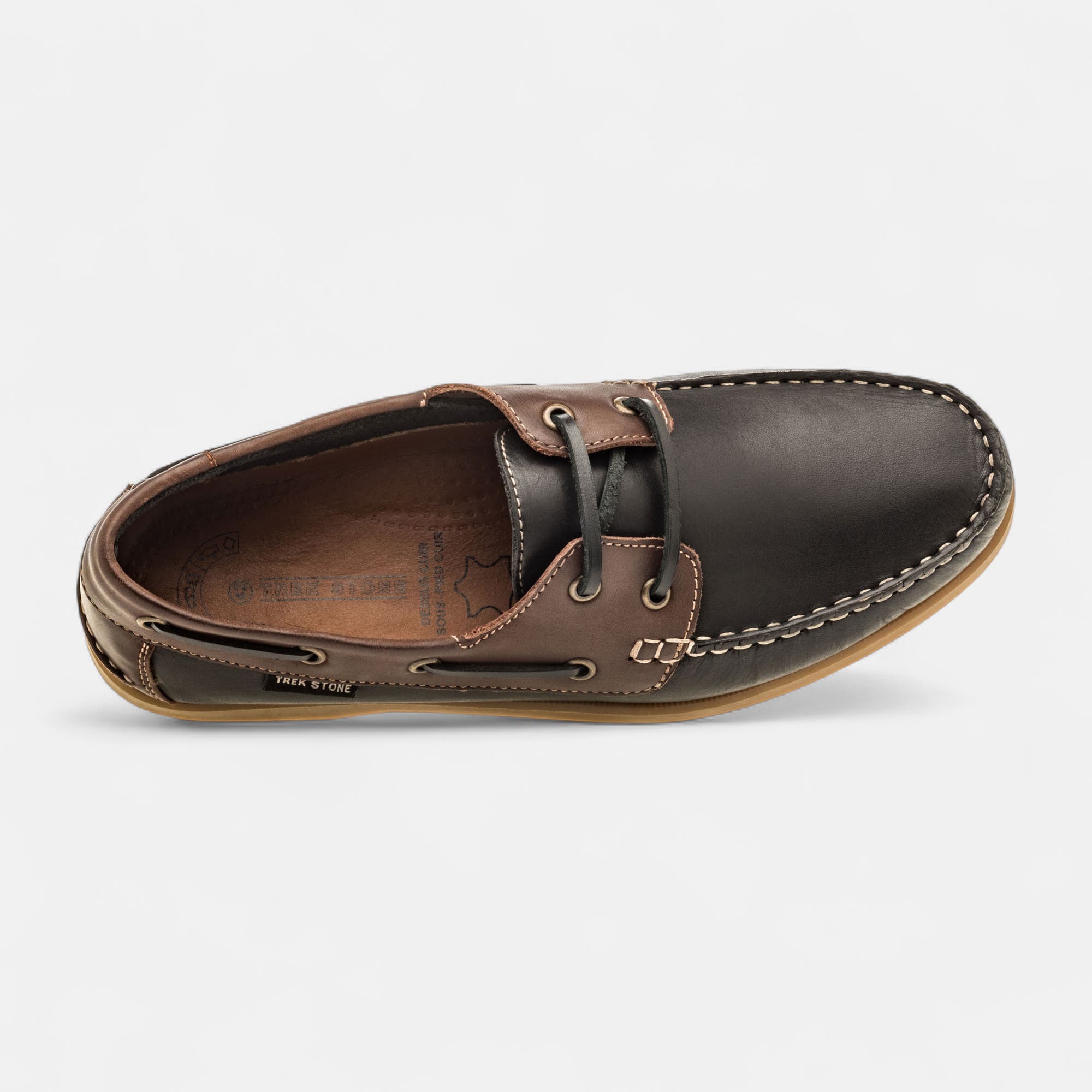 Chaussures bateau Homme en cuir noir