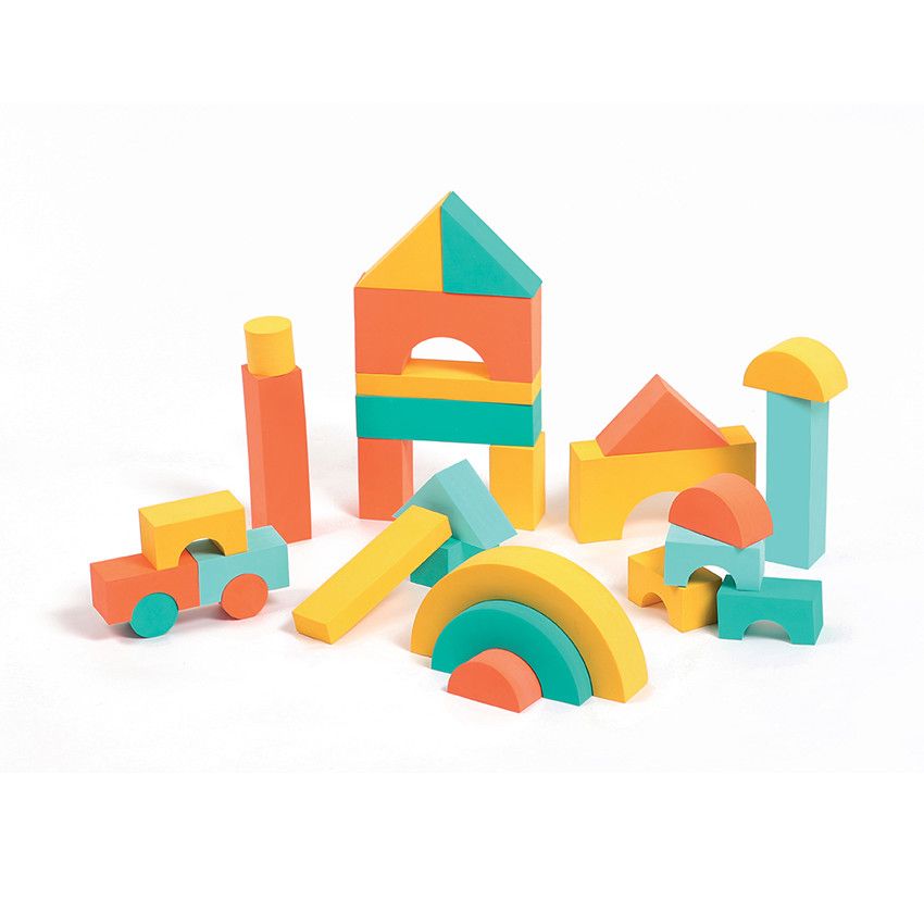 28 blocs de mousse colorée de construction - Ecru
