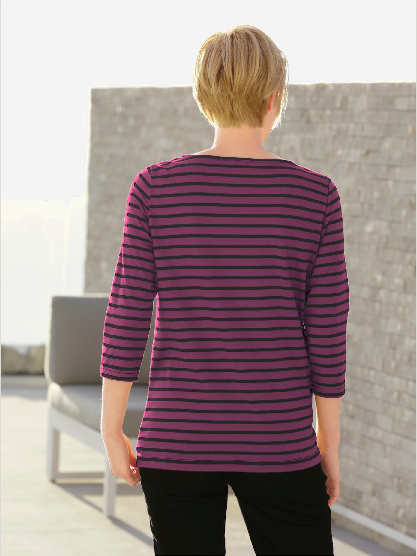T-shirt rayé col bateau manches longues