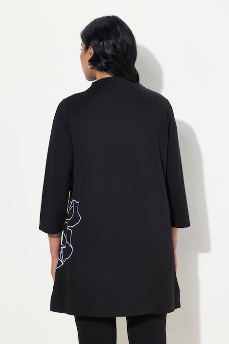 Sweatshirt, Stickerei, A-Linie, Stehkragen, 3/4-Arm