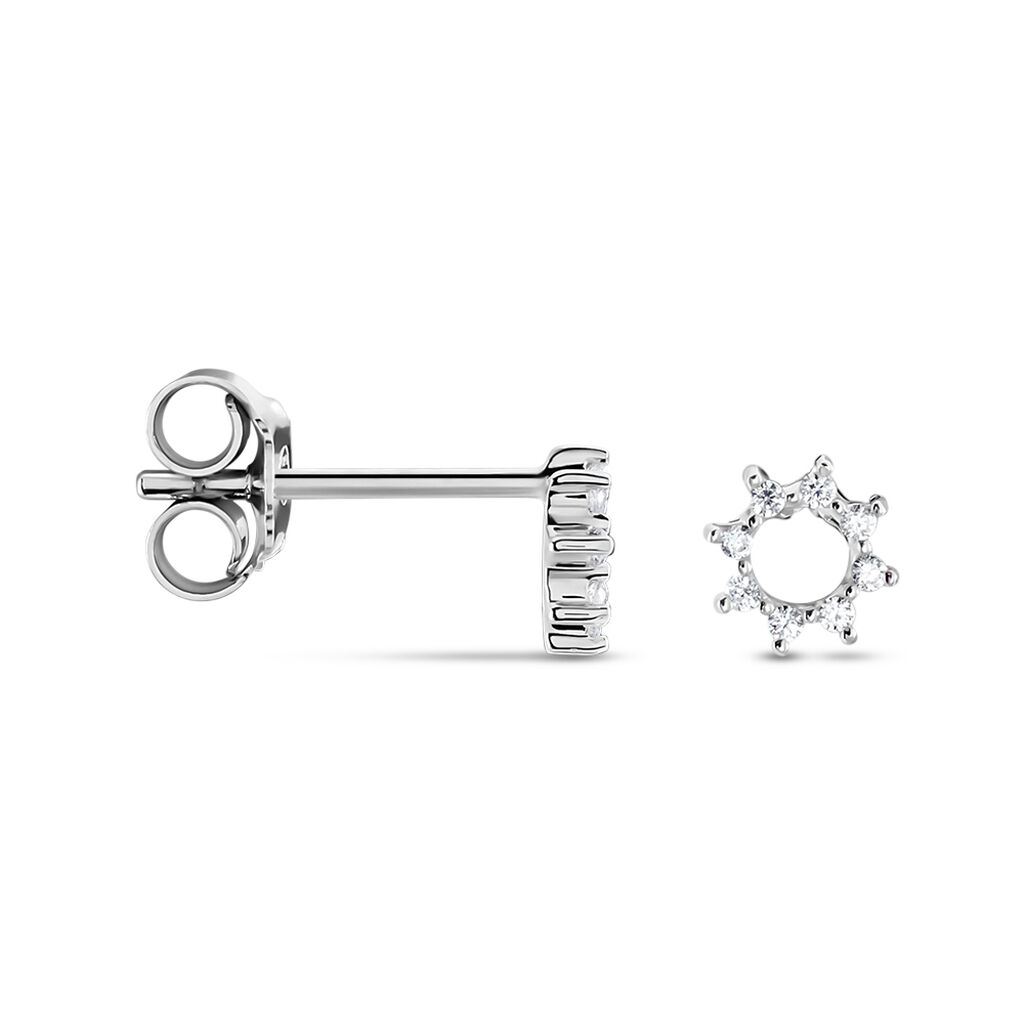 Boucles D'oreilles Puces Ama Argent Blanc Oxyde De Zirconium