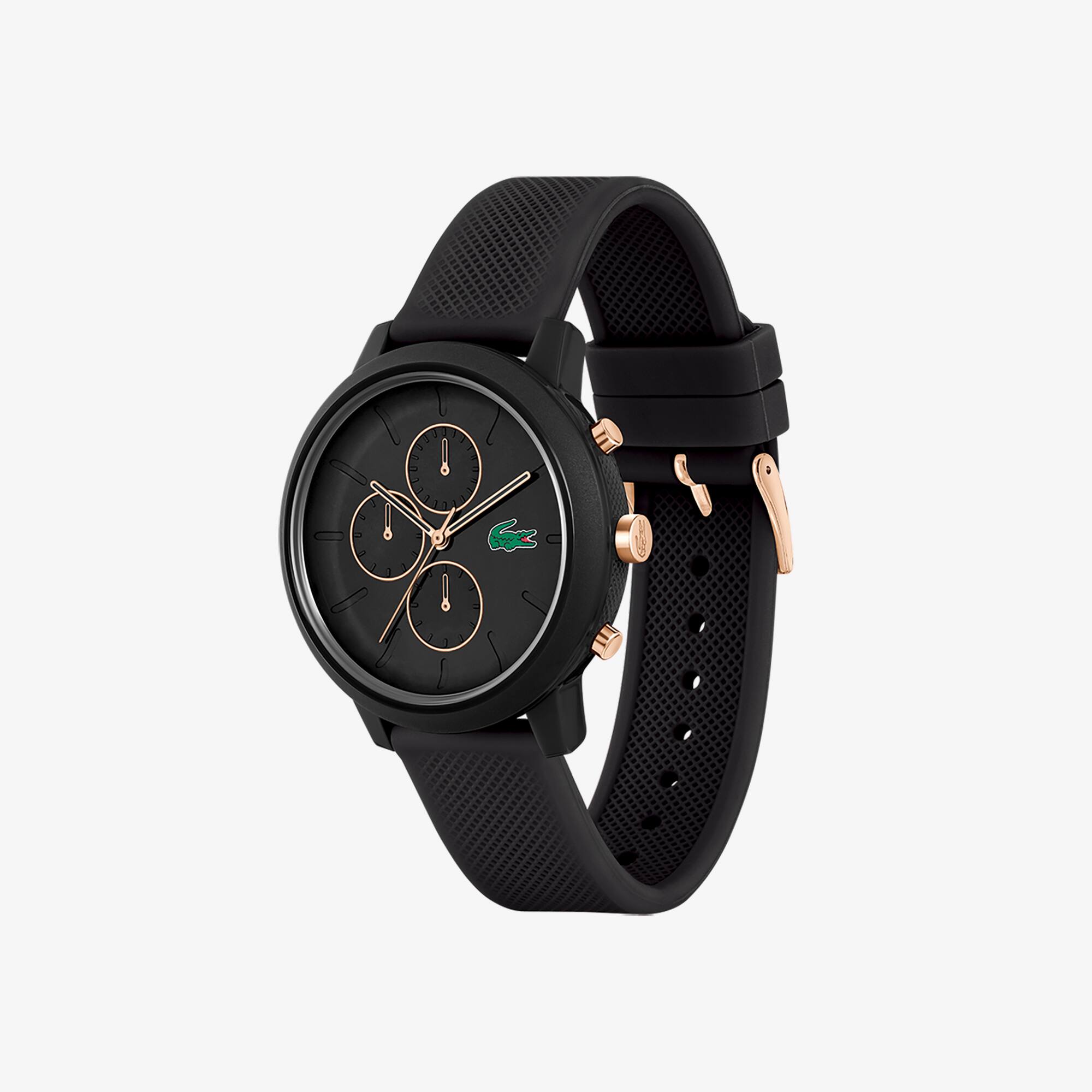 LACOSTE 12.12 Chronograph Black and Carnation aus goldfarbenem Silikon Uhren - Weiss - Lacoste - Herren