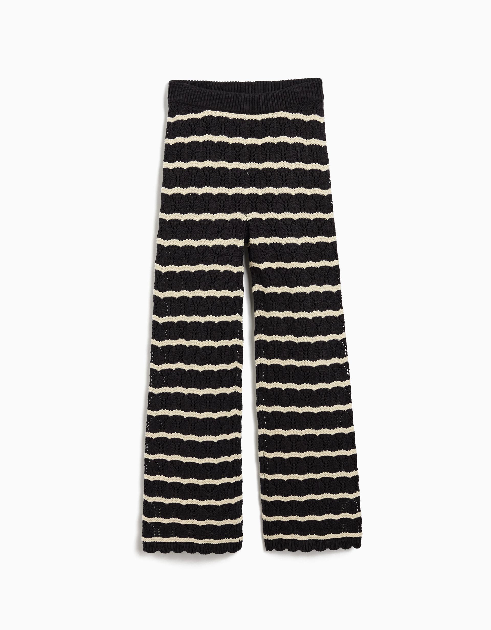 Calças Riscas em Crochet, Menina, Preto