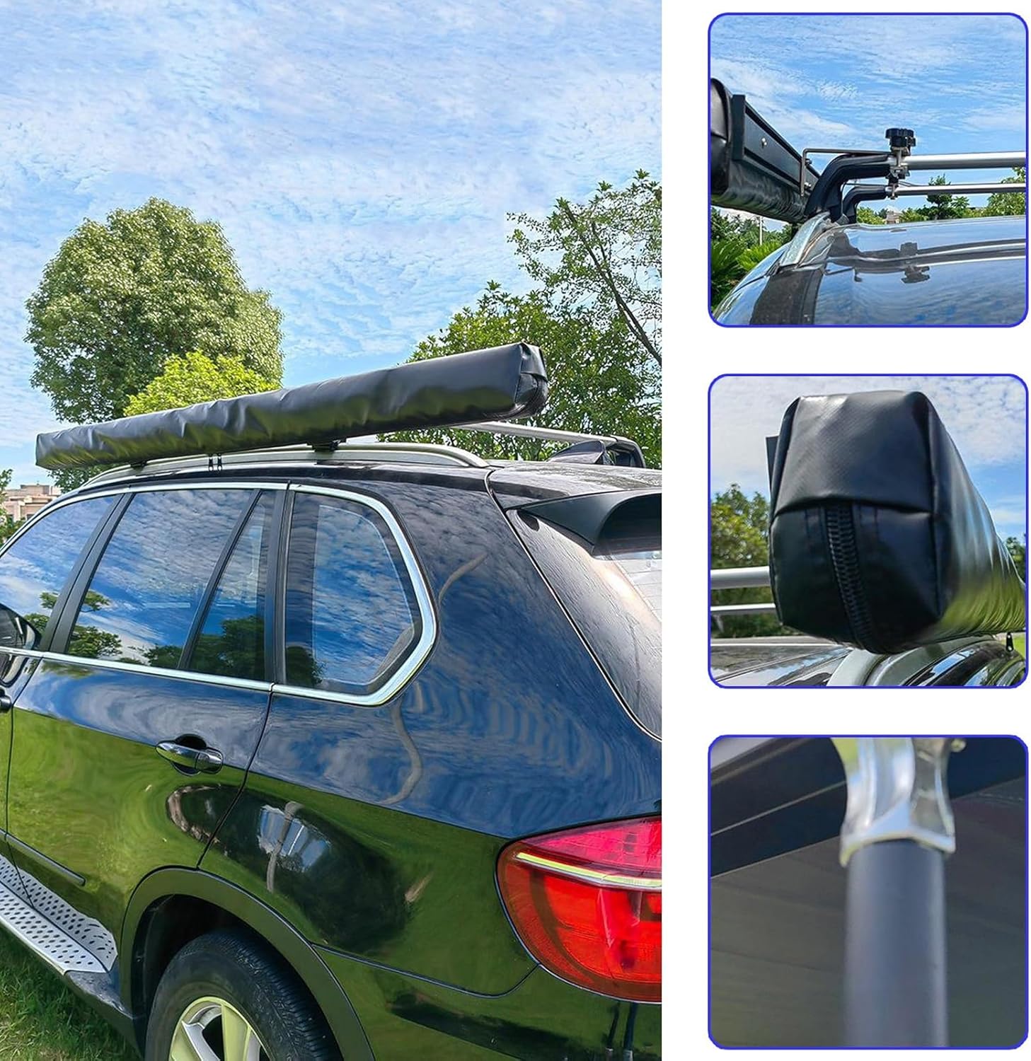 Fahrzeugmarkise, Ausziehbarer Sonnenschutz, Höhenverstellbare Seitenmarkisen fürs Auto, Überlandzelt, Wohnmobilmarkise, Dachzelt für Camping, Rahmen aus Aluminiumlegierung, PU5000mm Wasserdicht(160x25