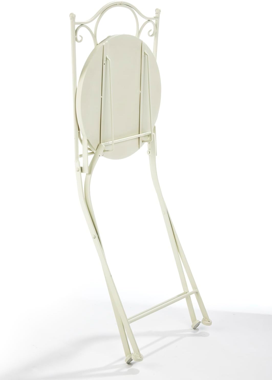 Kobolo Tischgruppe MOSAIKOPTIK | 3-teilig | weißer Metalltisch mit 2 passenden Klappstühlen | stilvolles Bistro-Set für Garten, Balkon, Terrasse | Gartenmöbelset im mediterranen Landhausstil