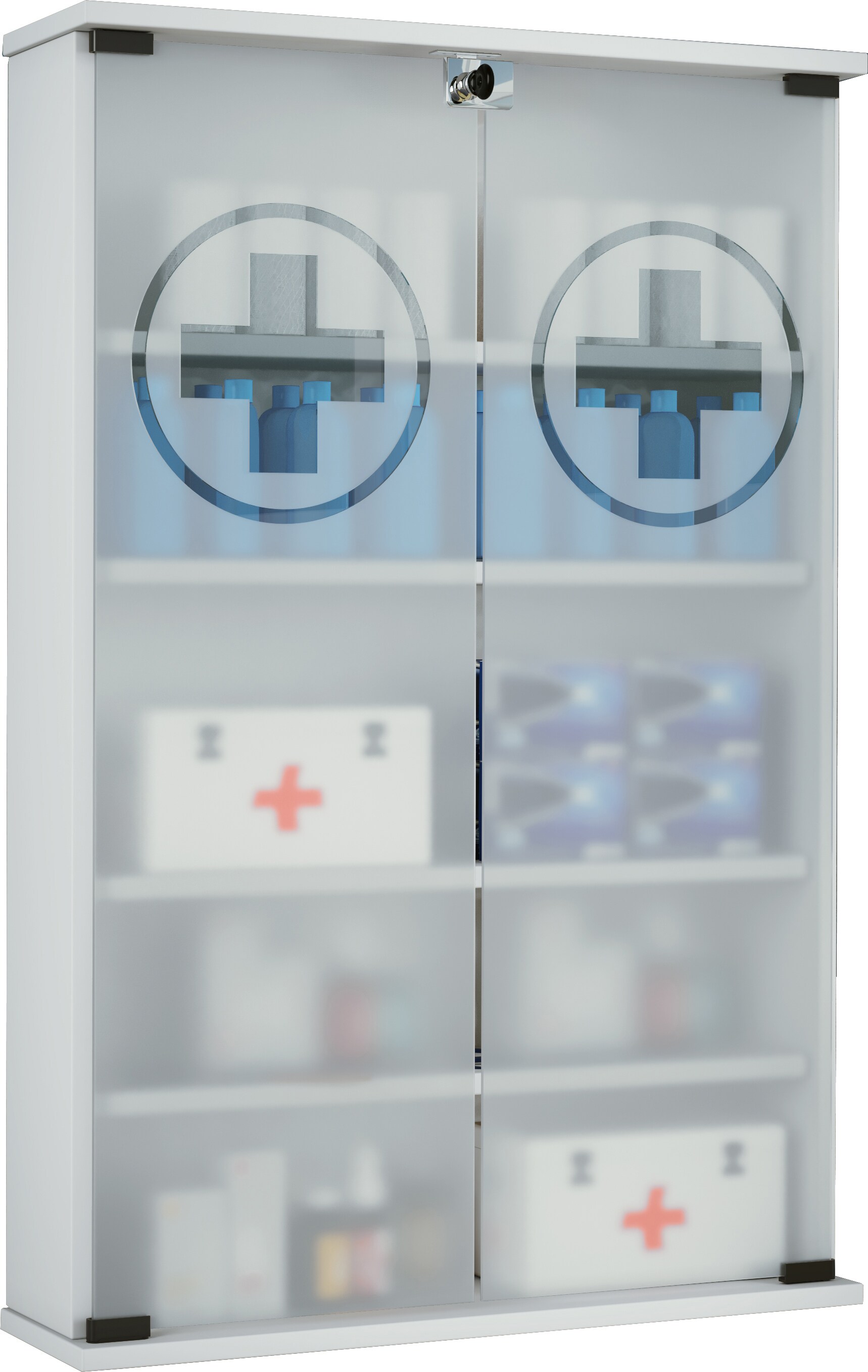 VCM Medizinschrank Arzneischrank Apothekerschrank Wand Schrank abschließbar Janula
