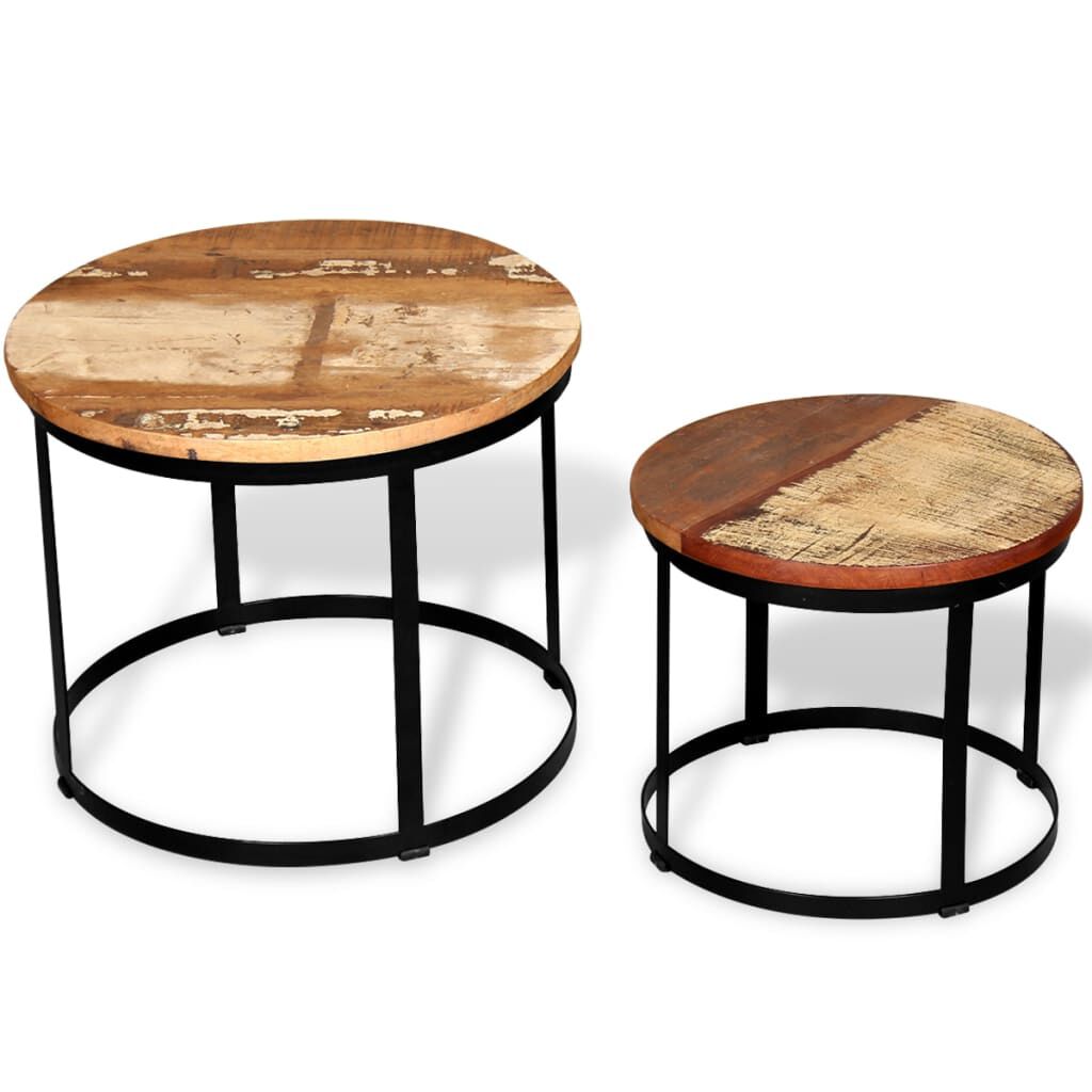 vidaXL Twee ronde salontafels van gerecycled hout, 40 en 50 cm