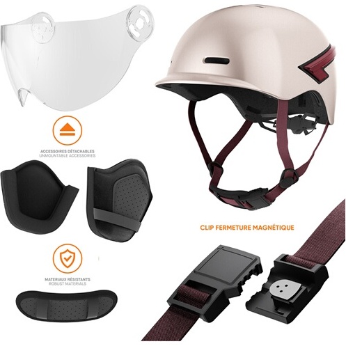 Casque vélo Casr GLOW AVEC LED ET VISIERE ROSE - M