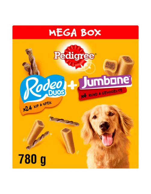 Pedigree Megabox Rodeo Duos  + Jumbone - Hondensnacks - 780 g