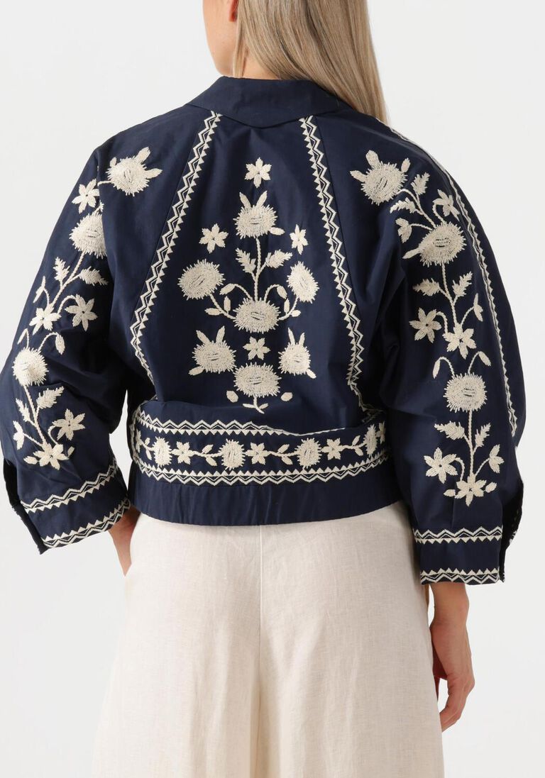 donkerblauwe antik batik jack winna bomber