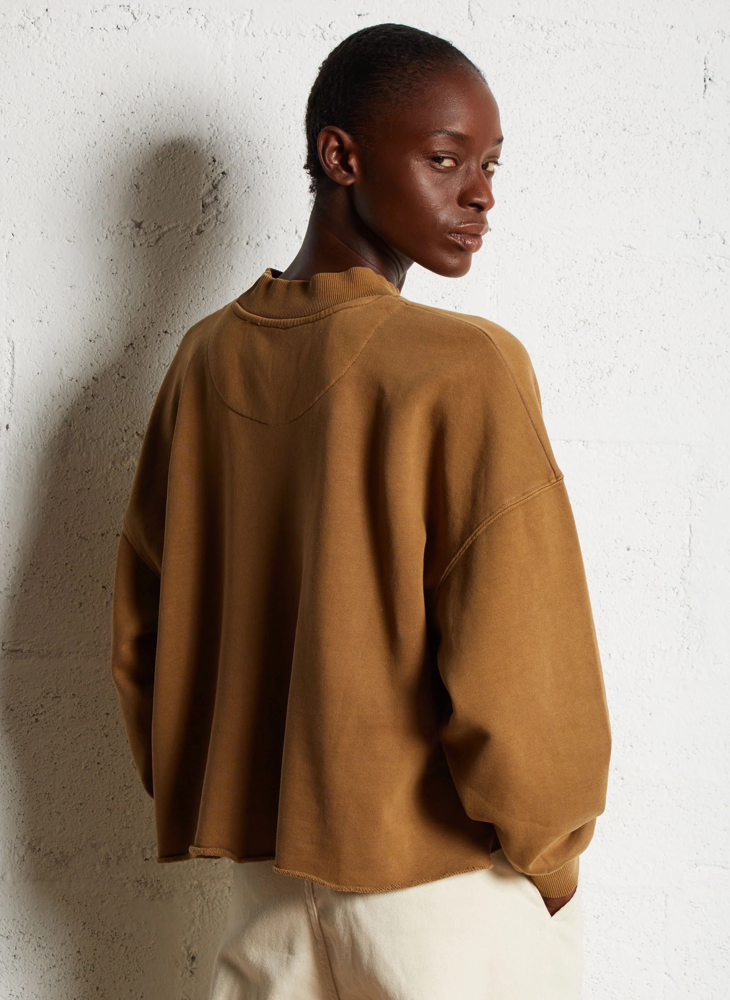 PORTER UNIVERSITY - Sweat ample col rond sérigraphié en coton | Marron