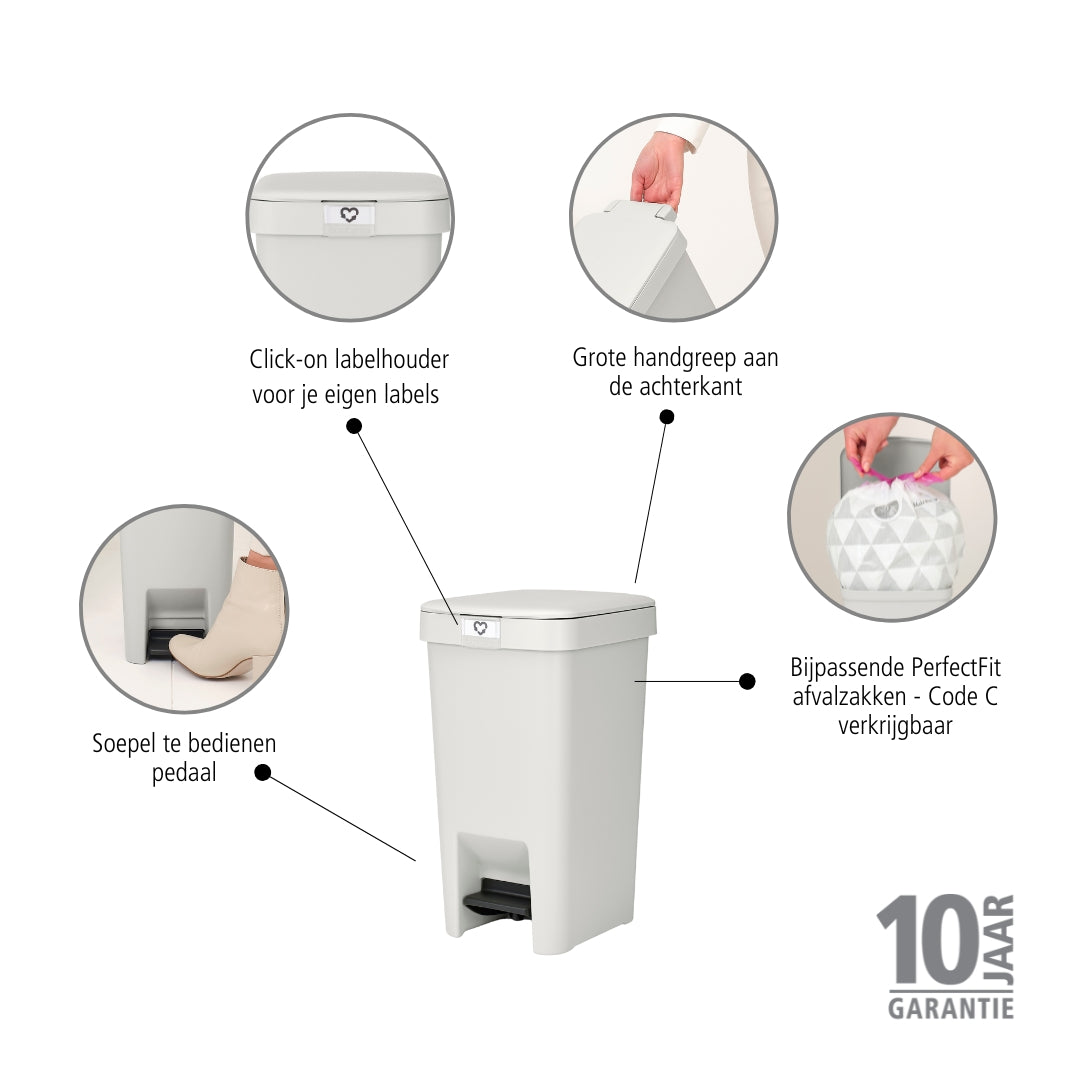 Brabantia StepUp Pedaalemmer - 10 L - Light Grey
