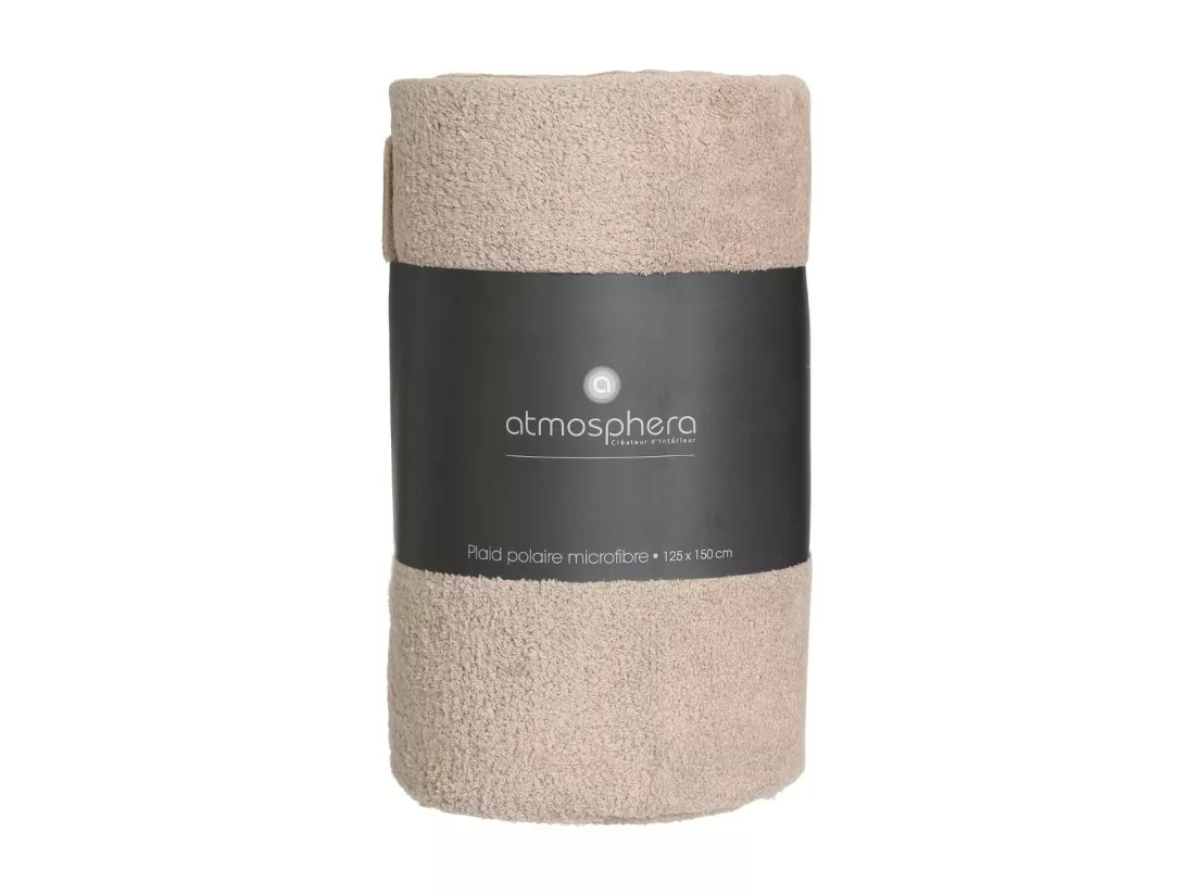 Plaid Microfibre Beige lin 125 x 150 cm