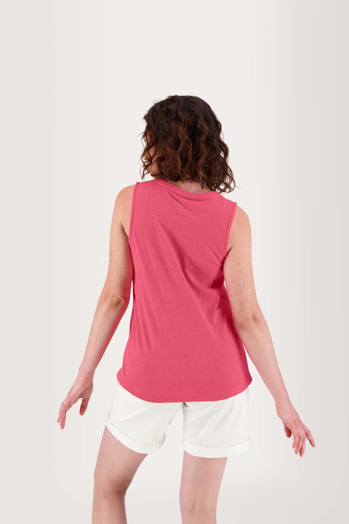 Débardeur Femme Col V Coton Rose Fushia