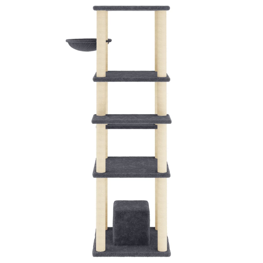 Arranhador para gatos vidaXL com hastes de sisal cinza escuro, 154 cm