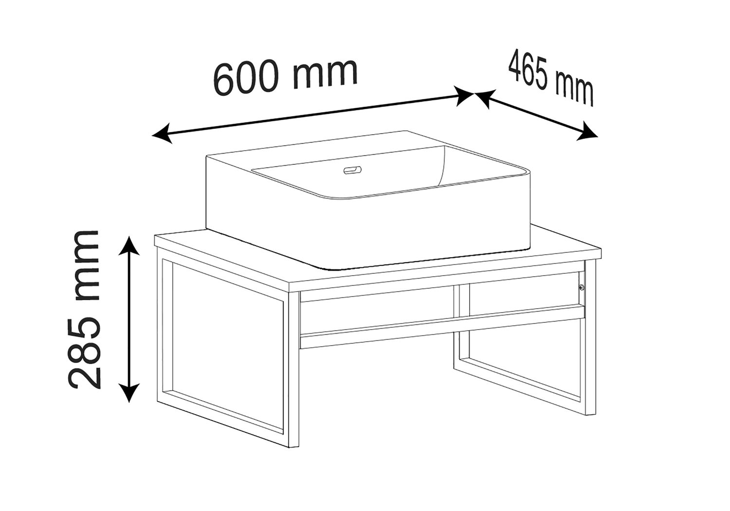 2-delige wastafelset Bitila 60 Zwart/Wit