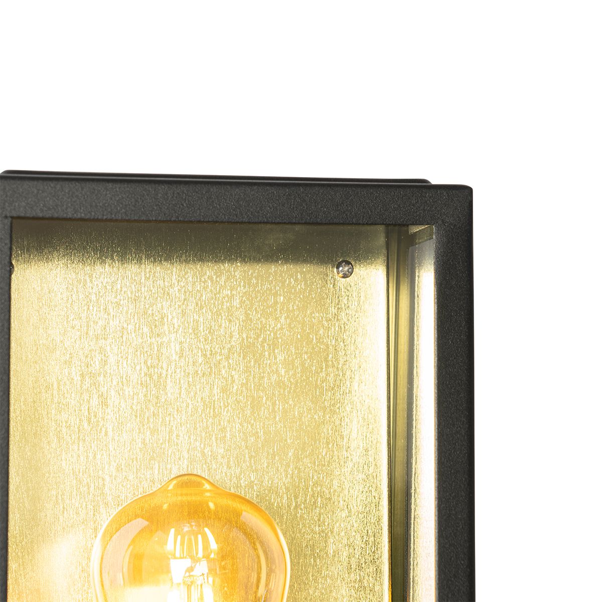 Industriële buiten wandlamp zwart met goud IP44 - Rotterdam