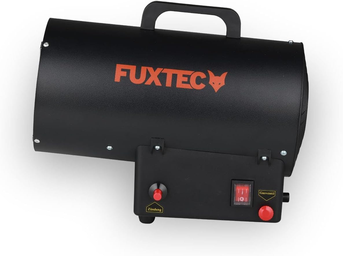 FUXTEC Gasheizkanone FX-GH33, Propan-Heizgerät, 30kW Leistung, 2,18kg/h Verbrauch, 360°C Luftstrom, Piezozündung, Überhitzungsschutz, 220–240V Betrieb, für Außenbereiche/gut belüftete Räume