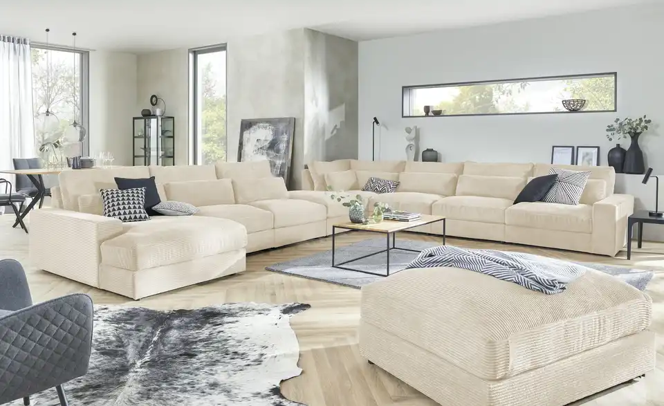 Element Branna Beige Cordstoff Ottomane links