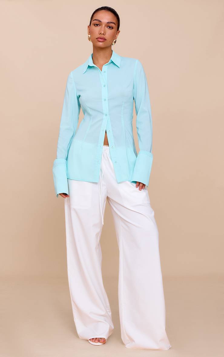 Vert Menthe Chemise Ajustée En Mousseline