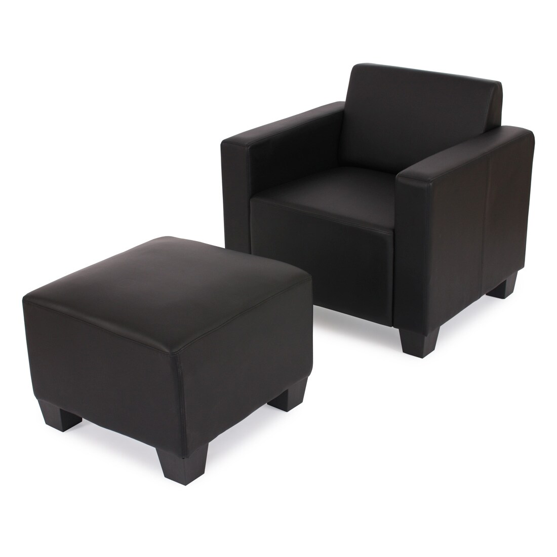 Modular Sessel Loungesessel mit Ottomane Moncalieri, Kunstleder ~ schwarz