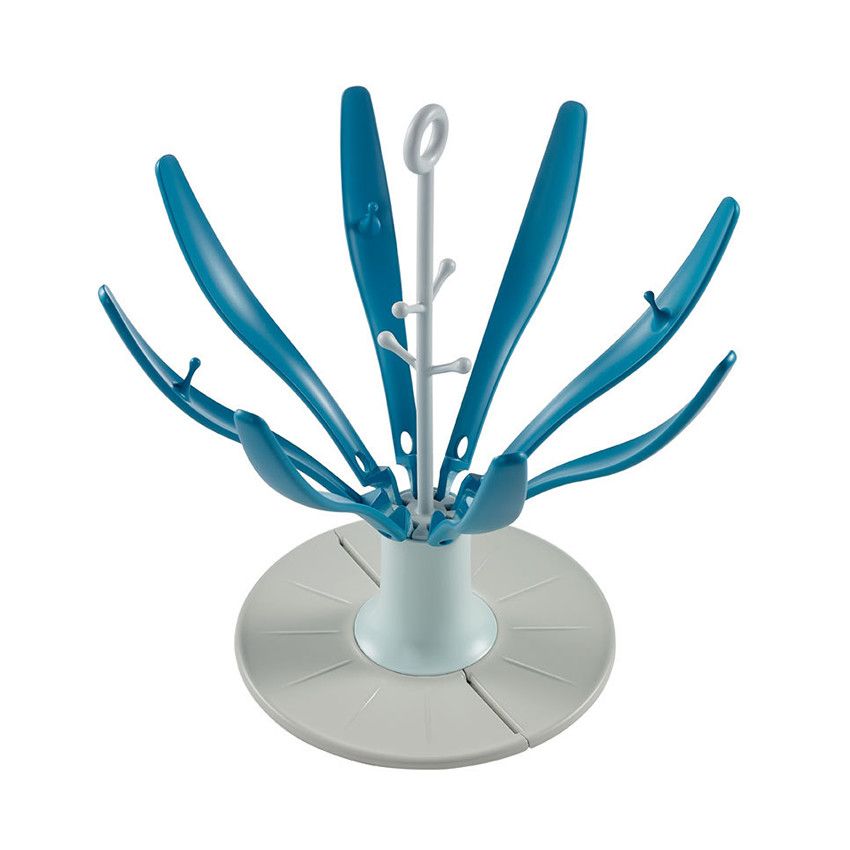 Egoutte-biberons pliable Flower - Bleu - Doré