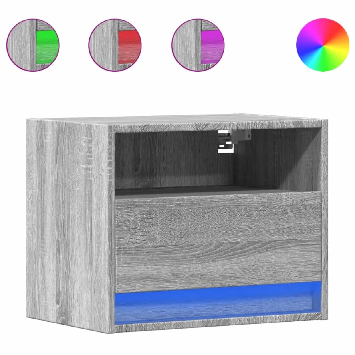 VIDAXL Tables de Chevet Murales LED Sonoma Gris