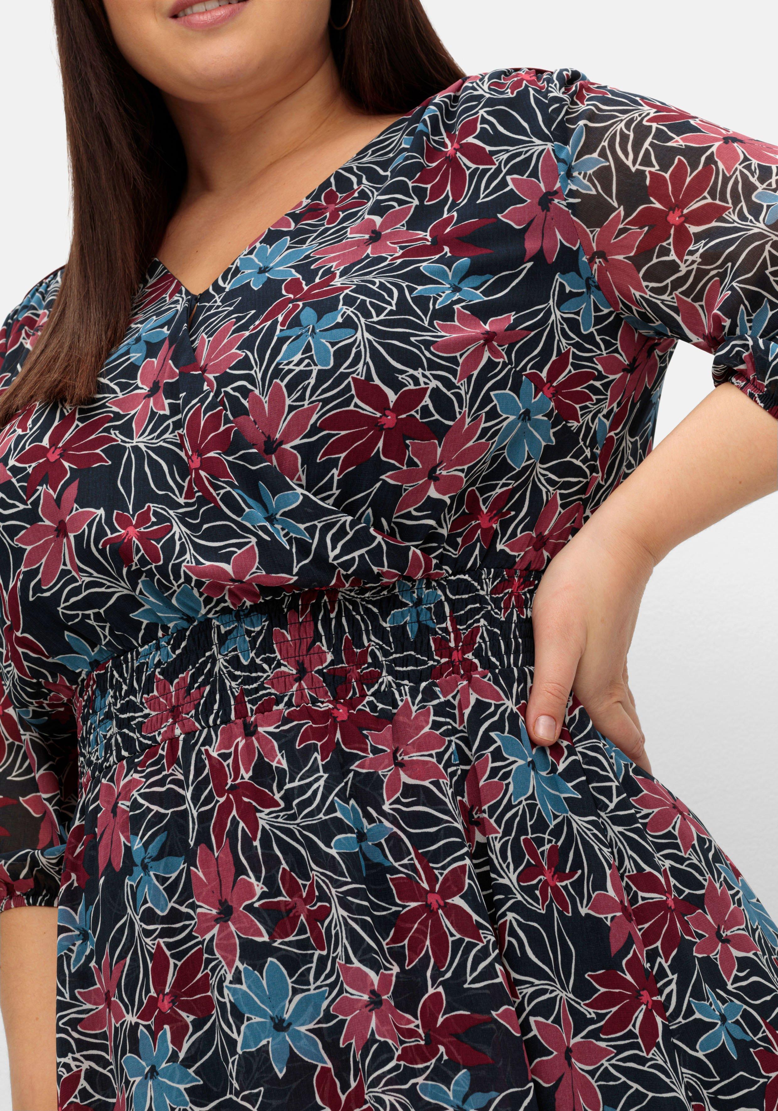 Gefüttertes Chiffonkleid in Wickeloptik
