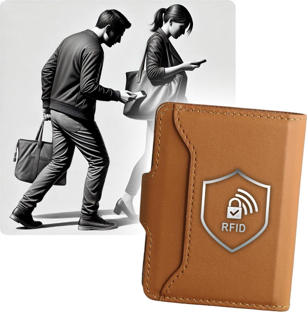 (11W) 3000mAh USB C / USB A Powerbank Wallet Ladegerät mit RFID Schutz (541315) - Braun