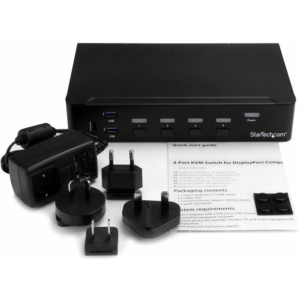 StarTech.com Switch KVM USB DisplayPort à 4 ports avec hub USB 3.0 intégré - 4K 30 Hz