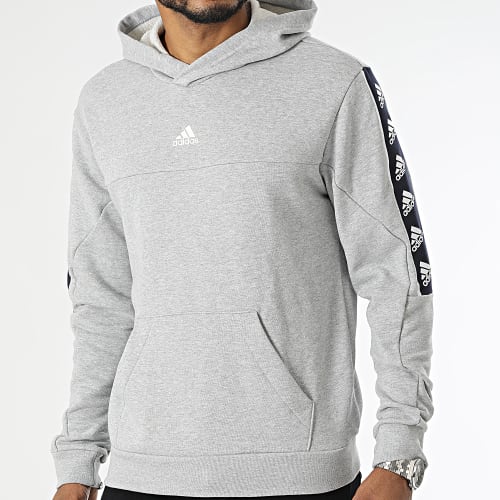 Sweat Capuche A Bandes BL IC6788 Gris Chiné