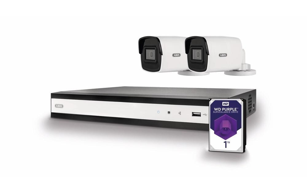 Überwachungsset TVVR36422T<br>ABUS Komplett-Set mit NVR und 2 PoE Mini-Tube-Kameras
