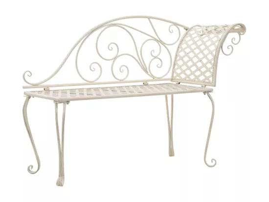 Prolenta Premium - Chaise longue de jardin 128 cm Métal Antique Blanc