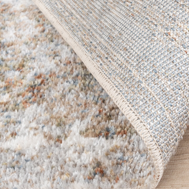 Rond wasbaar vloerkleed - Misha Grunge Creme/Bruin