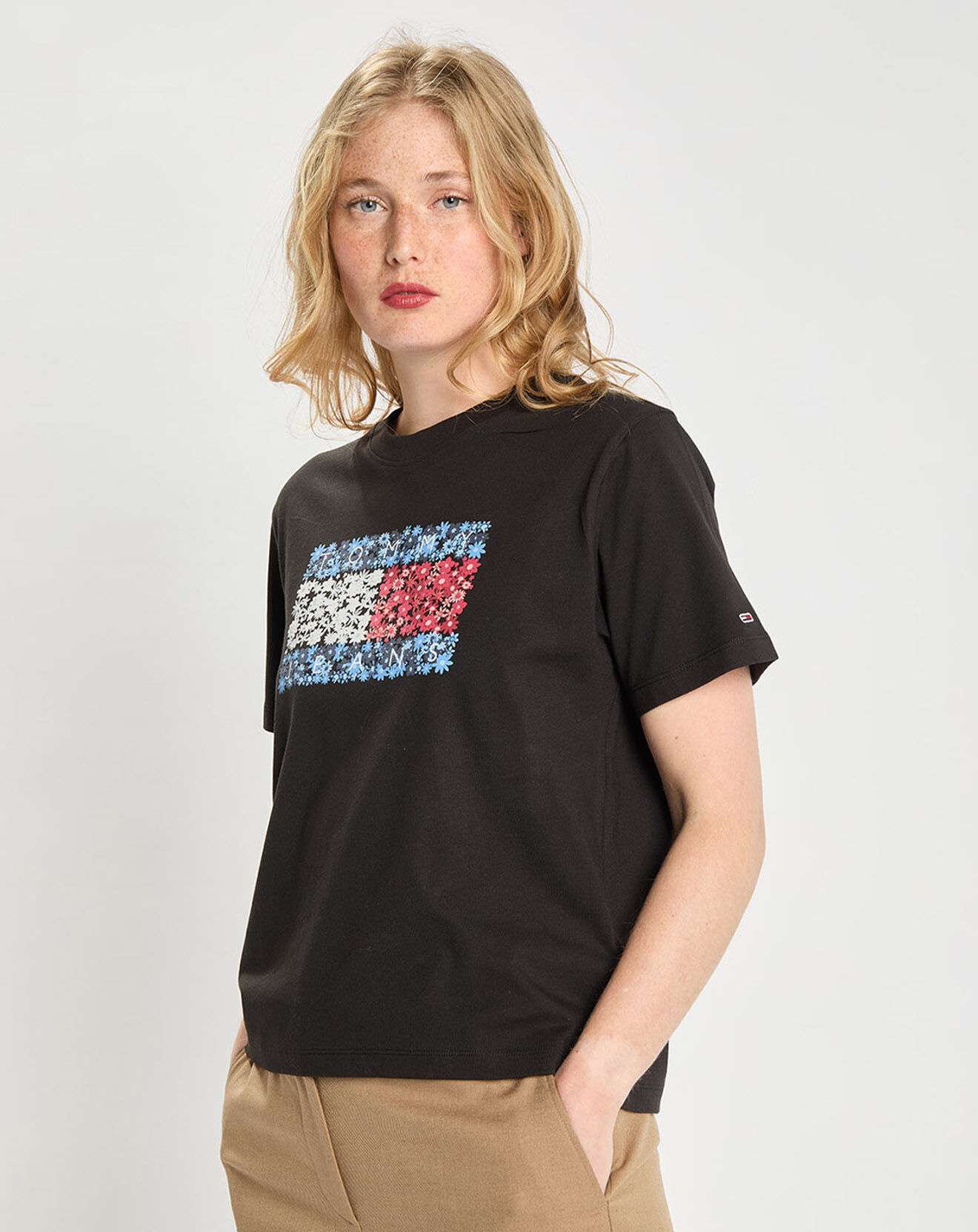 Tommy Jeans T-Shirt 100% Coton Bio Relaxed Flag noir