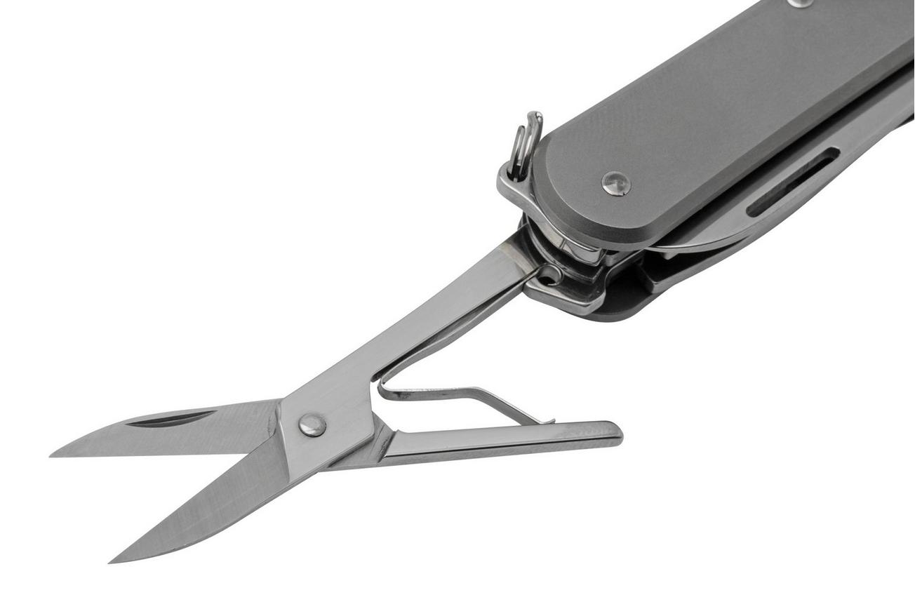 Fox Vulpis 5-Tools VP130-SF5TI, M390, Titanium Sandblasted, Zwitsers zakmes