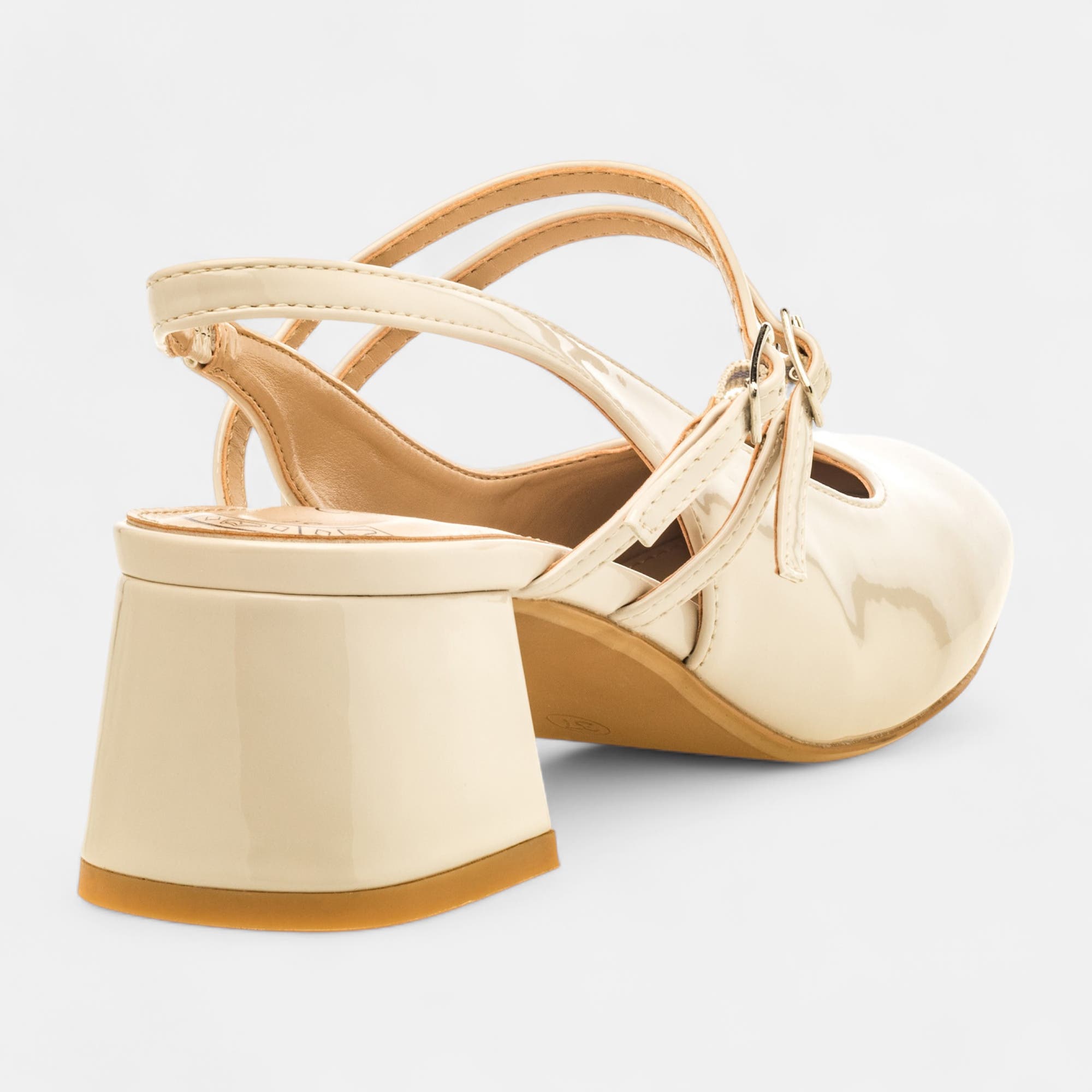Escarpins avec bride arrière à talon Femme beige