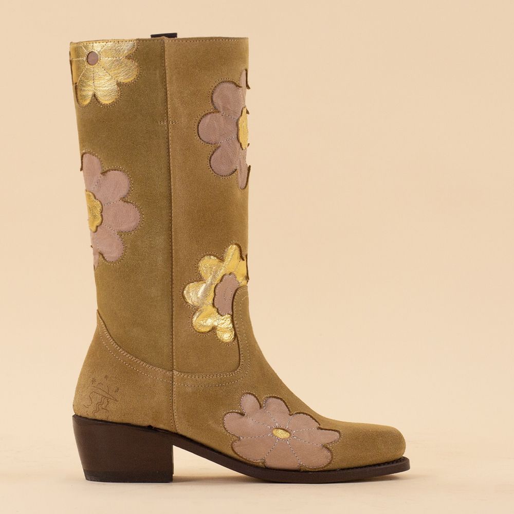 Charley's Girl flower boots Zoe beige