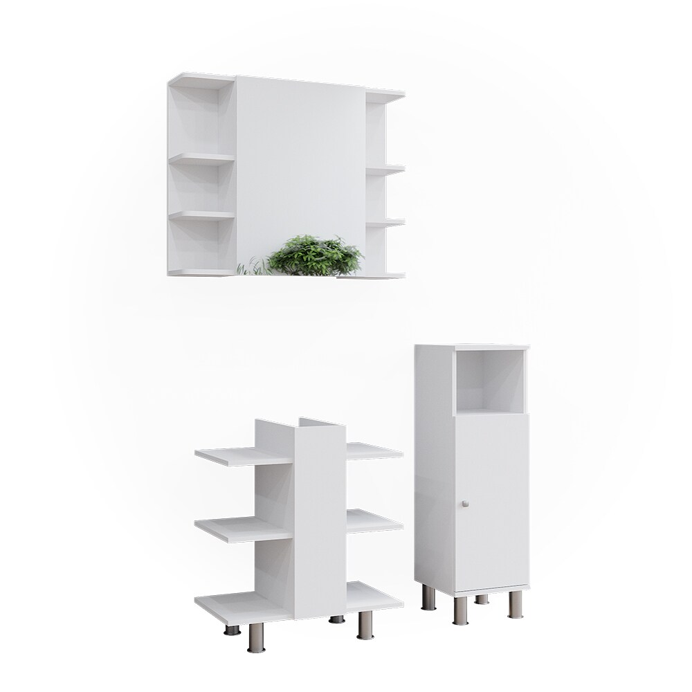 Vicco Badmöbel-Set Fynn Weiß 3 Teile Midischrank