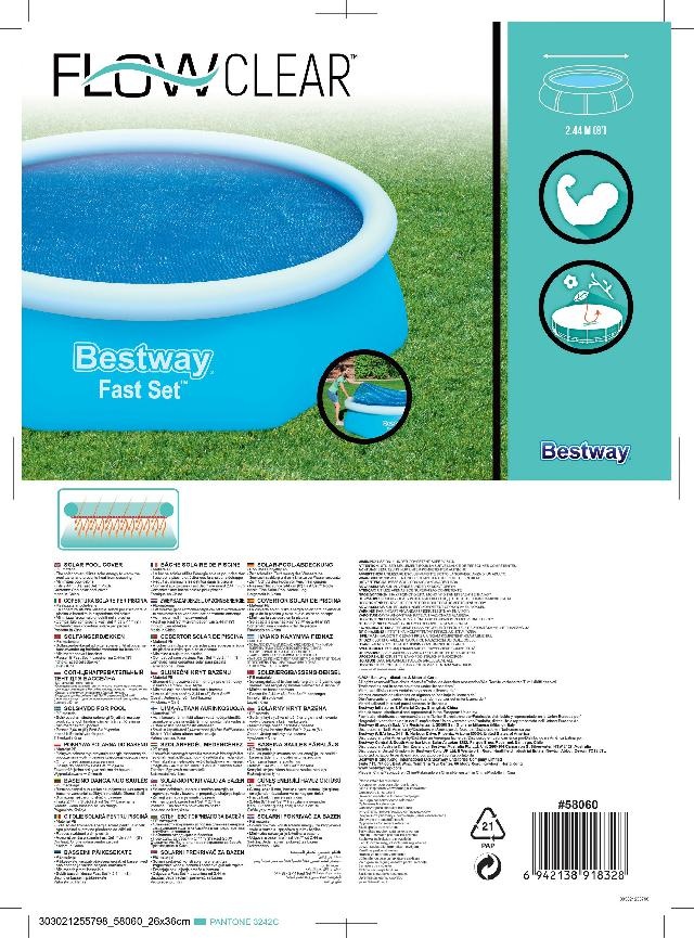 Bestway Zomerkleed solar Bestway Rond 244cm 80mu