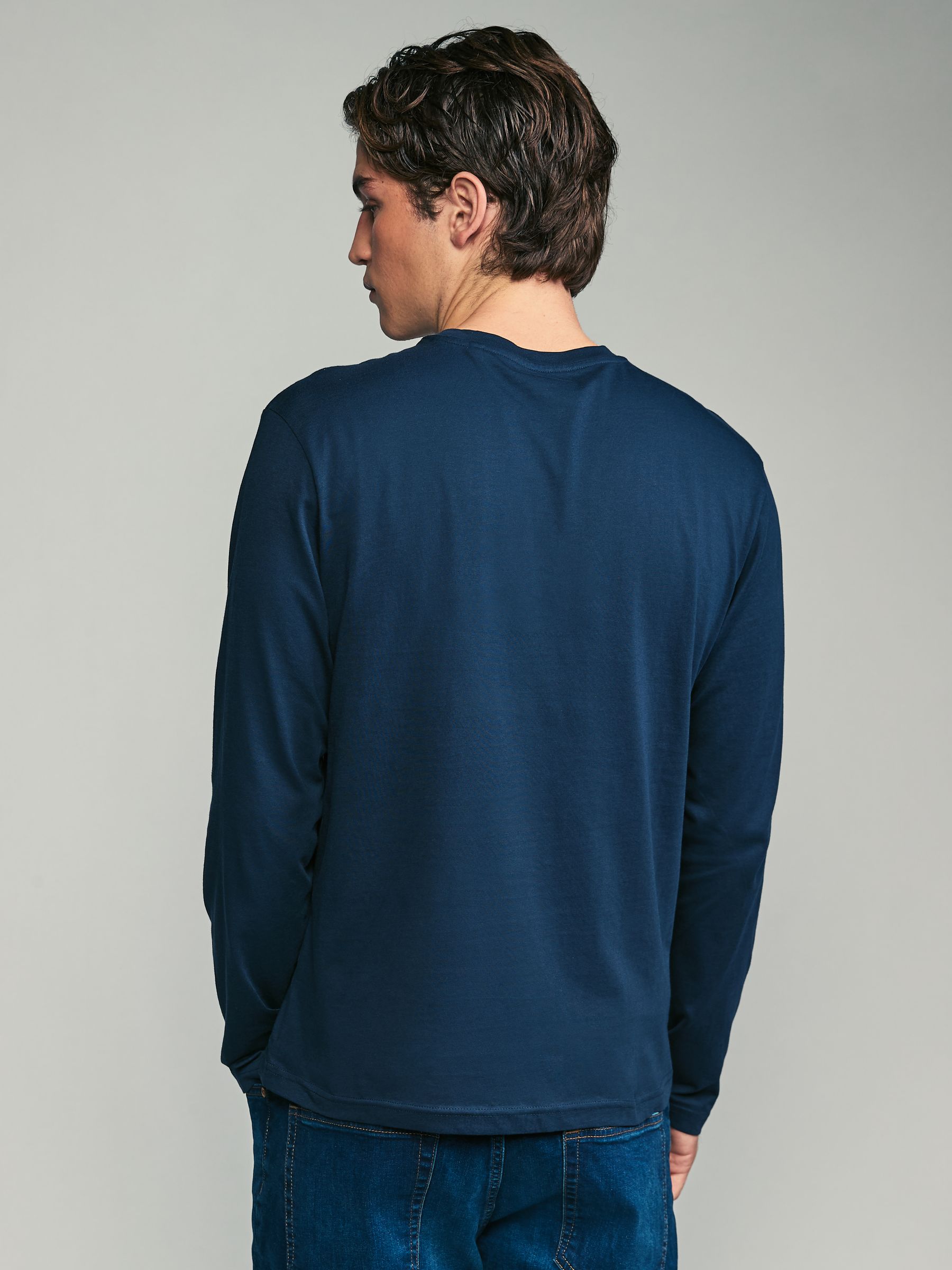 Zwart/Wit/Grijs/Blauw - Slim Fit - verpakking van 5 regular-fit T-shirts met lange mouwen van 100% katoen
