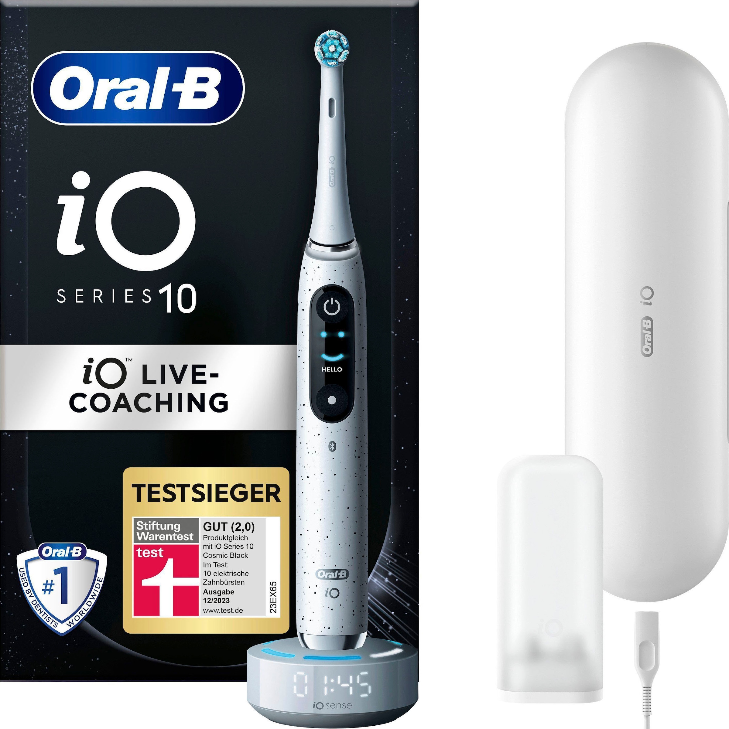 Oral-B Elektrische Zahnbürste »iO 10« 5 Stk. Aufsteckbürsten Magnet-Technologie, iOsense, 7 Putzmodi, Farbdisplay & Lade-Reiseetui