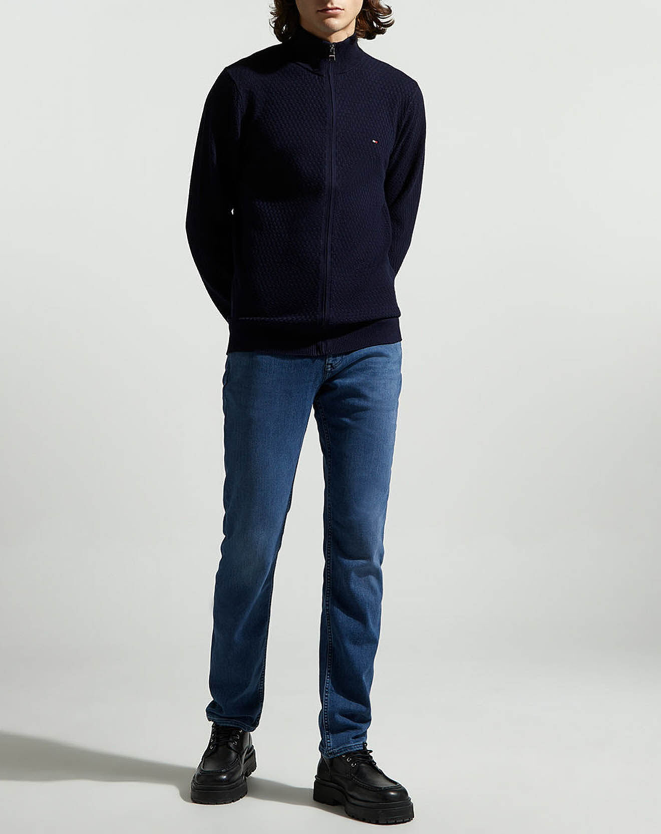 Tommy Hilfiger Gilet zippé Cross Structure bleu marine