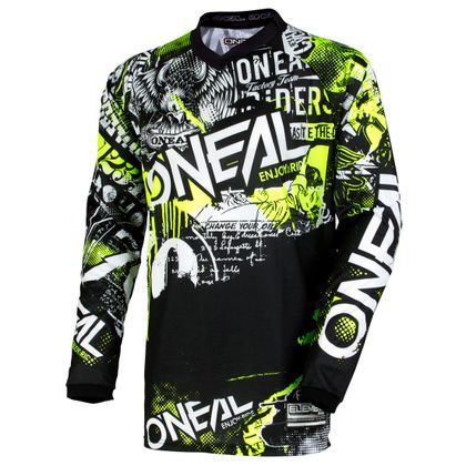 Maillot cross O'Neal ELEMENT - ATTACK - BLACK HI-VIZ 2023 - Noir / Jaune