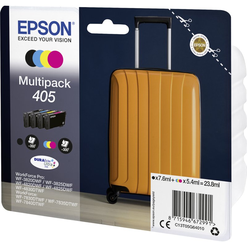 Epson 405 Pack 4 cartouches noire + couleurs pour imprimante jet d'encre