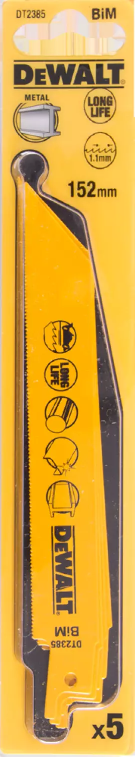 DeWALT DT2385 Reciprozaagblad - 152 x 1,1mm - Metaal (5st)