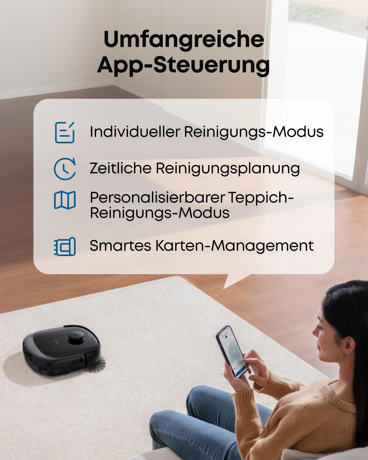 eufy Omni E25 HydroJet Saugroboter mit Wischfunktion, 20.000Pa Turbo-Saugkraft, DuroSpiral Entwirrbürsten, CornerRover Arm für Ecken, All-in-One-Station, für Tiere & Kinder.