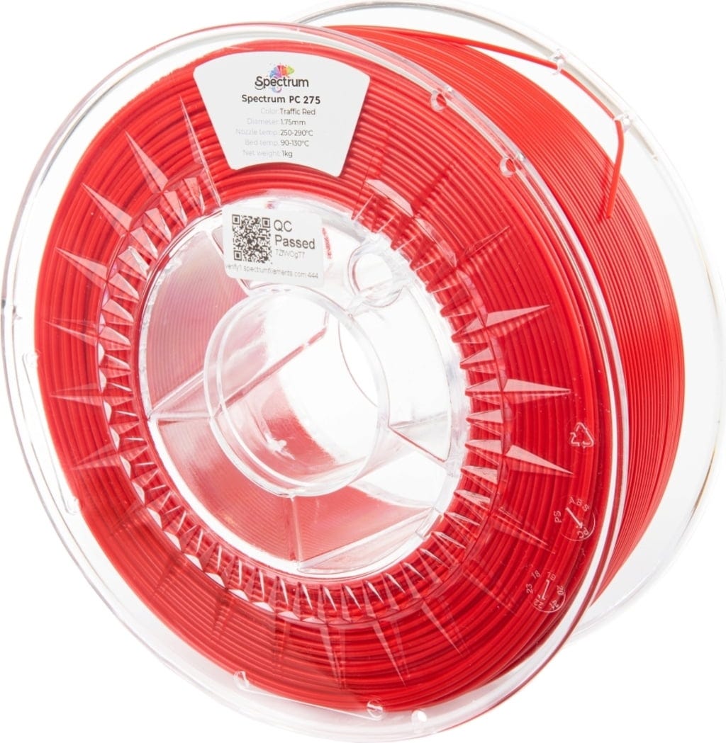 Spectrum  PC 275 Traffic Red, 1,75 mm / 1000 g    Mechanische Stärke & Präzision in Traffic Red
